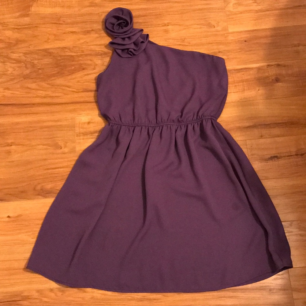 Purple one shoulder dress